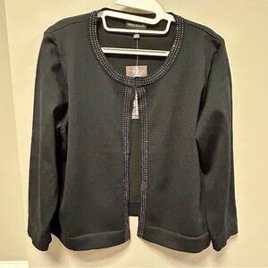 Nina Leonard Sz 1X Black Open Front Cardigan NWT